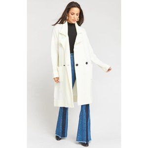 Show Me Your Mumu Melrose Sweater Jacket Cream Knit White